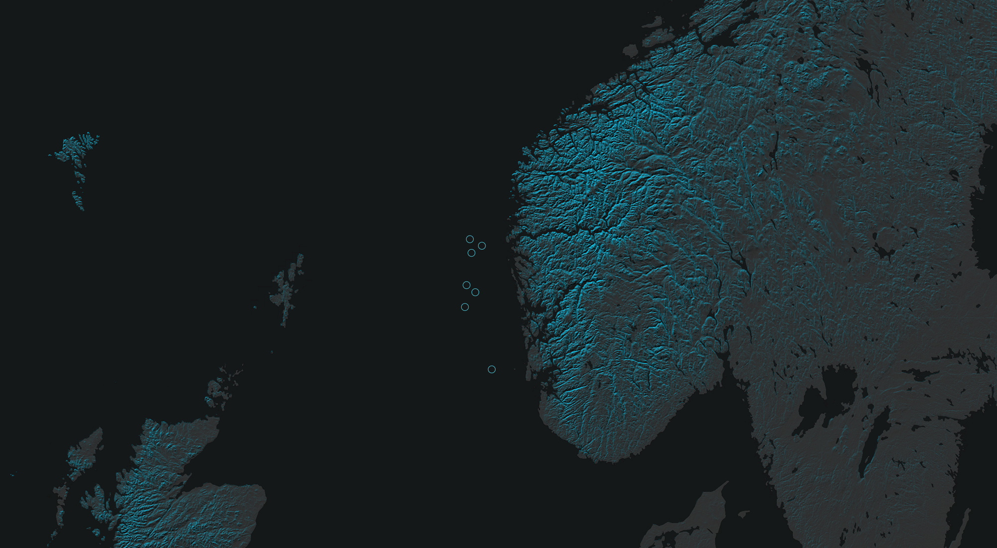 Aerial shot of Norway and the North Sea.